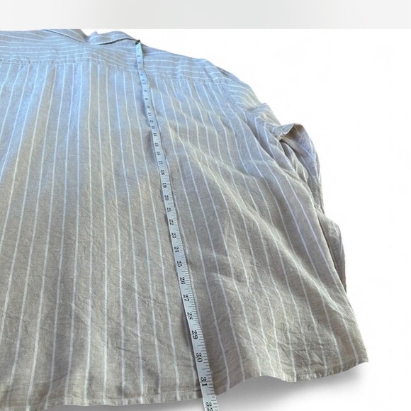 |H&M| Cream White Striped Button-up Linen Cotton Blend Slim-Fit 2XL - Picture 5 of 8
